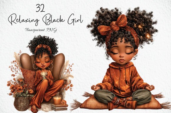Download Relaxing Black Girl Clipart Set - Relax Collection