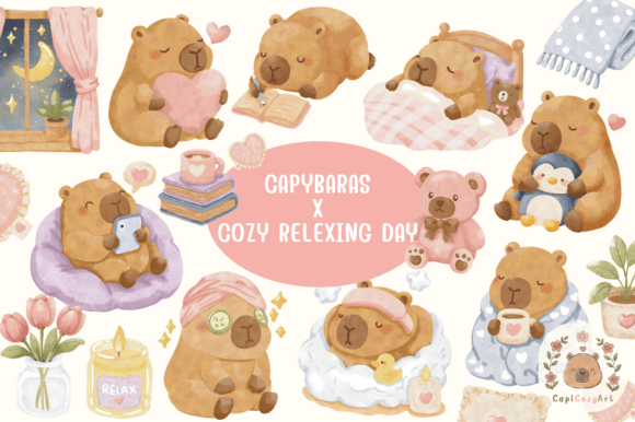 Download Cozy Relaxing Capybara Clipart - Relax Collection