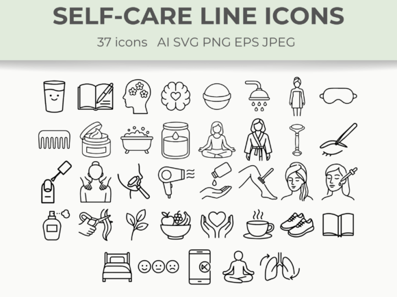 Download Self-Care Line Icons – Wellness &amp; Beauty - Beauty Collection