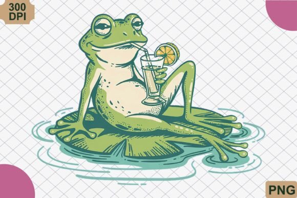 Download Relaxing Frog Drinking Lemonade PNG - Relax Collection