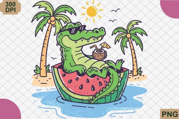 Download Cute Alligator Relaxing Summer Vibes PNG - Relax Collection