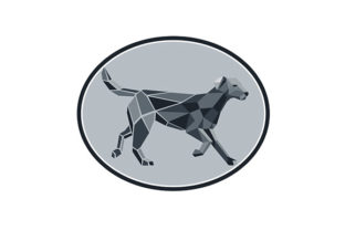 Download Black Labrador Standing Low Polygon Oval - Polygon Collection