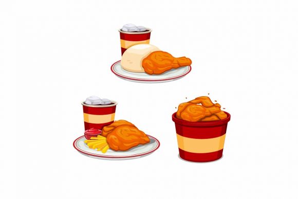 Download Fried Chicken Menu Symbol Set Vector - Chic Collection