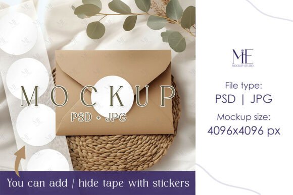Download Envelope Sticker Mockup PSD Round Tag - Sticker Collection