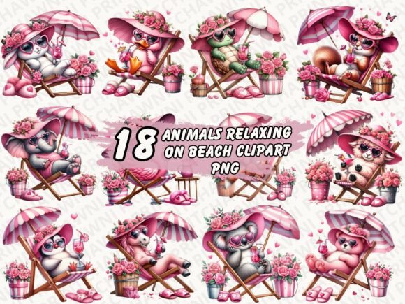 Download Animals Relaxing on Beach Clipart PNG - Relax Collection
