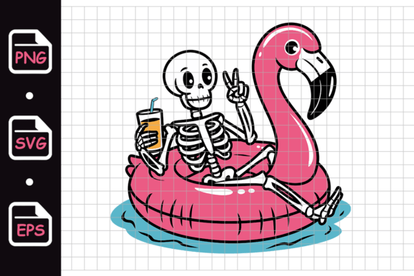 Download Skeleton Relaxing on Flamingo Pool Float - Relax Collection