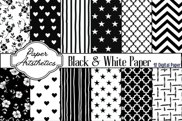 Download Black and White Digital Paper Pattern - Digital Collection